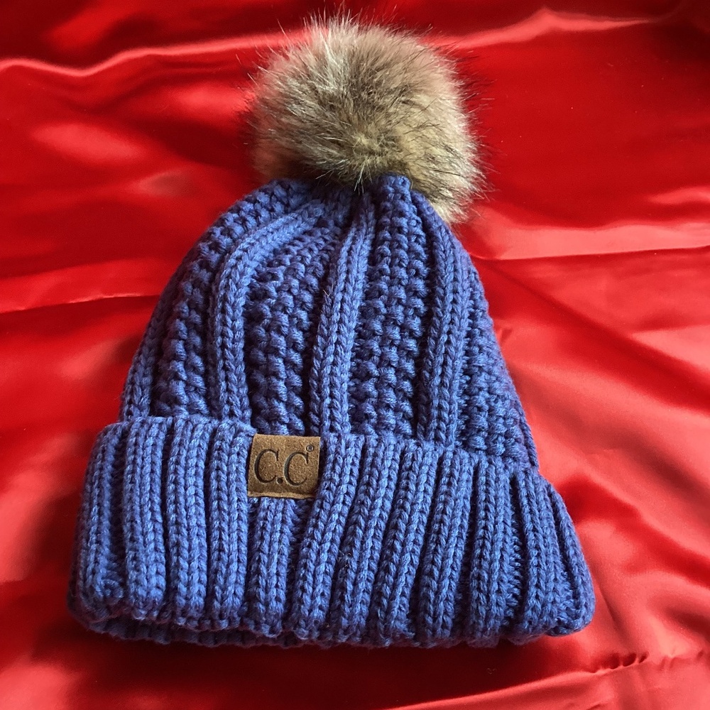 C.C Exclusives Knit Fuzz Top Beanie